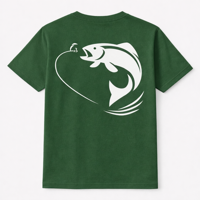 Maglietta Flumen Spinfly Green Forest | T-Shirt 100% Cotone Fronte/Retro