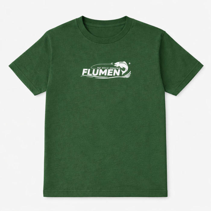 Maglietta Flumen Spinfly Green Forest | T-Shirt 100% Cotone Fronte/Retro