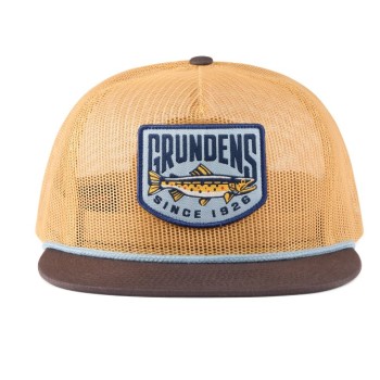 Grundens Trout Patch Mesh Trucker Whiskey/Dark Brown